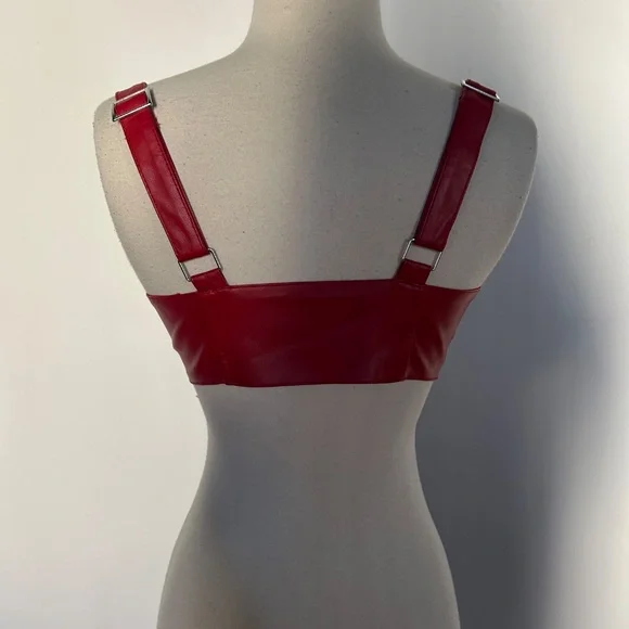 Current Mood Faux Leather Buckle Top XS - Picture 4 of 6